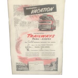 Vintage 1953 Trailways Tip from Tommy Trailways Ad Advertisement